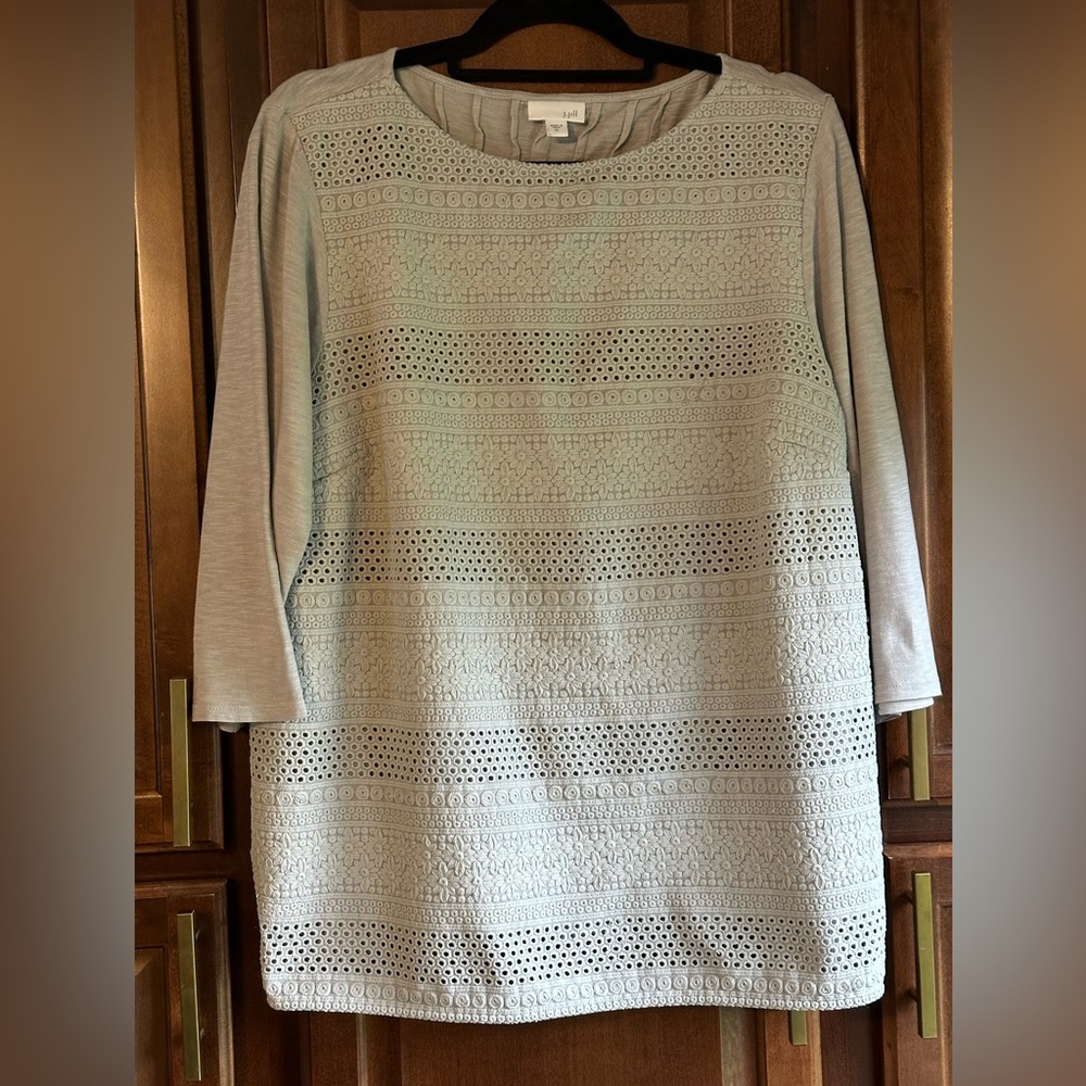 J. Jill Light Beige Eyelet Top